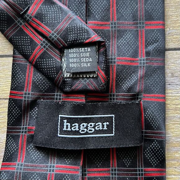 Haggar One Size Mens Tie Black and Red  60”x 3” - Picture 4 of 10